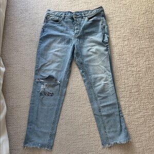 Distressed Blue Jeans